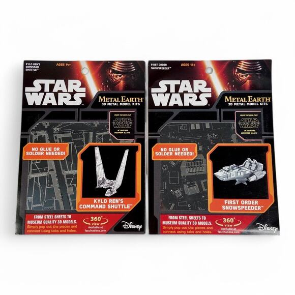Star Wars Metal Earth 3D Model Kits Kylo Ren’s Command Shuttle and Snowspeeder - Picture 1 of 2